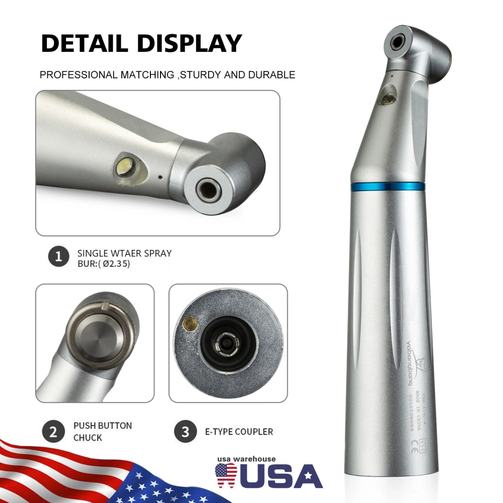 Dental LED E-generator Fiber Optic  Low Speed Contra Angle Handpiece Internal water spray