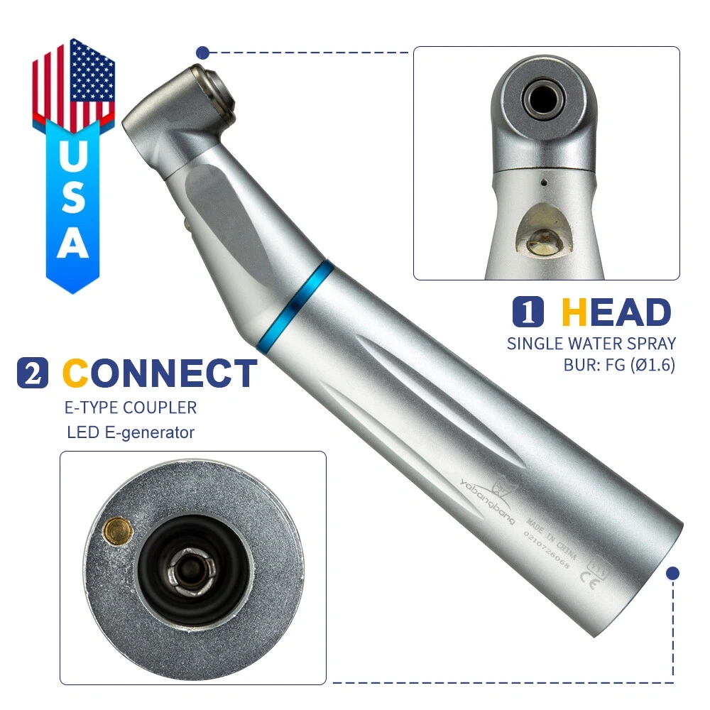 Dental LED E-generator Fiber Optic  Low Speed Contra Angle Handpiece Internal water spray