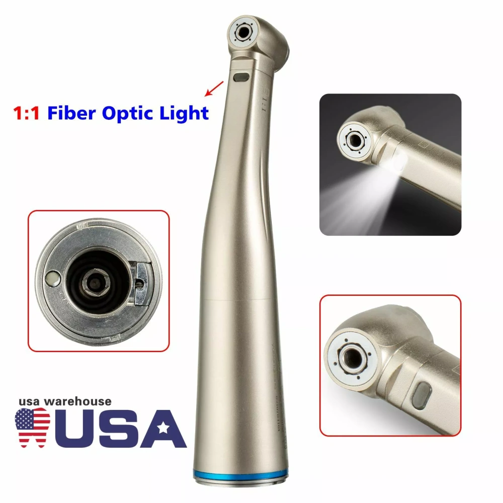 Dental 1:1 LED Fiber Optic Handpiece Internal 4 Spray Low Speed Contra Angle yabangbang