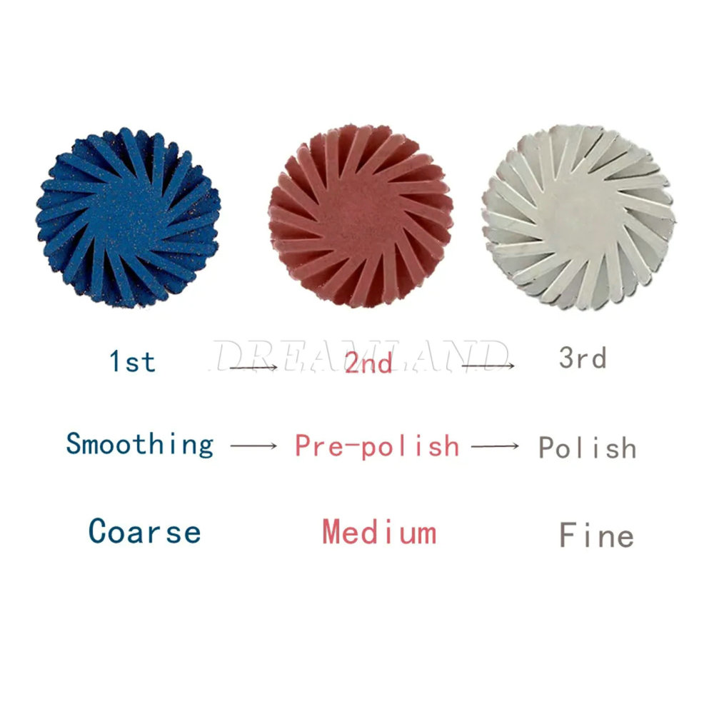 6Pcs Dental Composite Polishing Diamond RA 2.35mm Rubber Wheel Kit