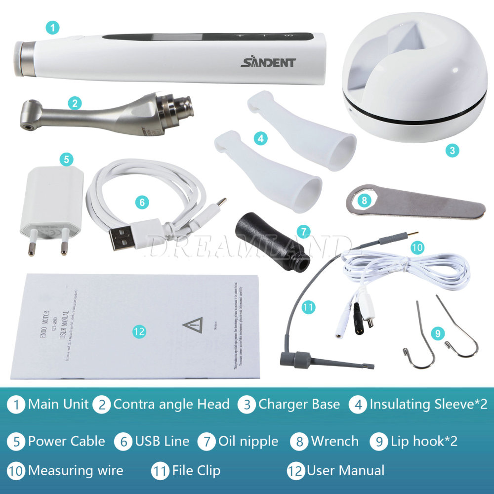 SANDENT 2 in 1 Dental Cordless Endodontics Endo Motor w/ Apex Locator