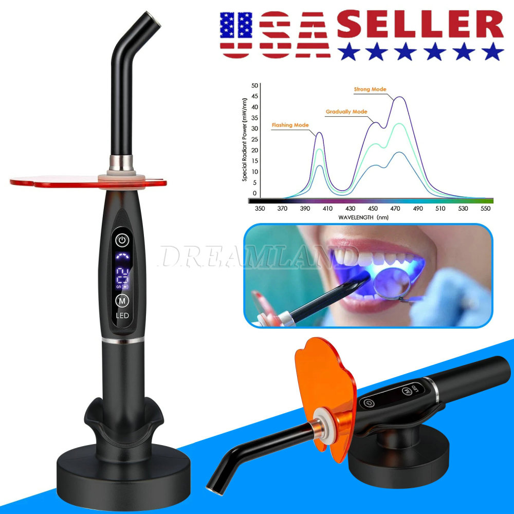 Dental Dentist Wireless Cordless LED Curing Light Lamp with charging base