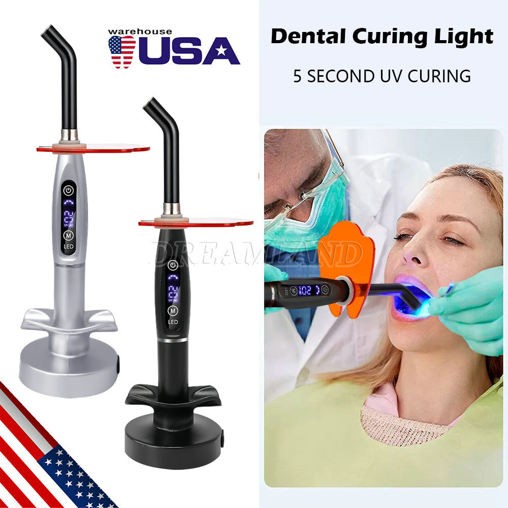 Dental Dentist Wireless Cordless LED Curing Light Lamp with charging base