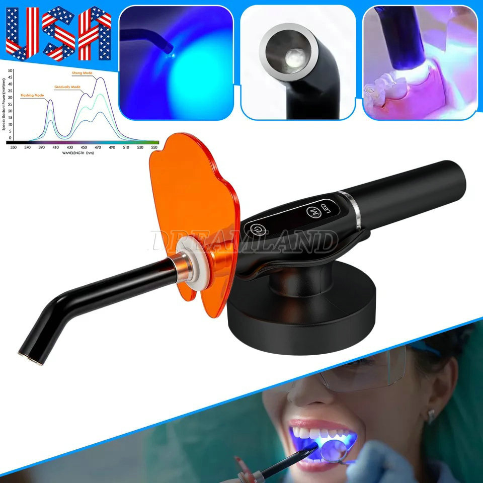 Dental Dentist Wireless Cordless LED Curing Light Lamp with charging base