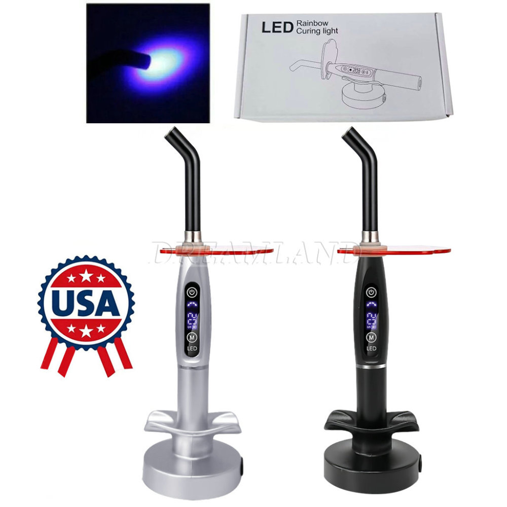 Dental Dentist Wireless Cordless LED Curing Light Lamp with charging base