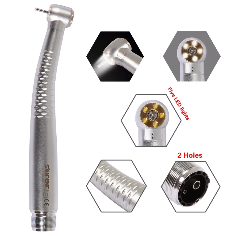 LED 5 Light E-Generator Dental High Speed Handpiece 2/4Hole shadowless