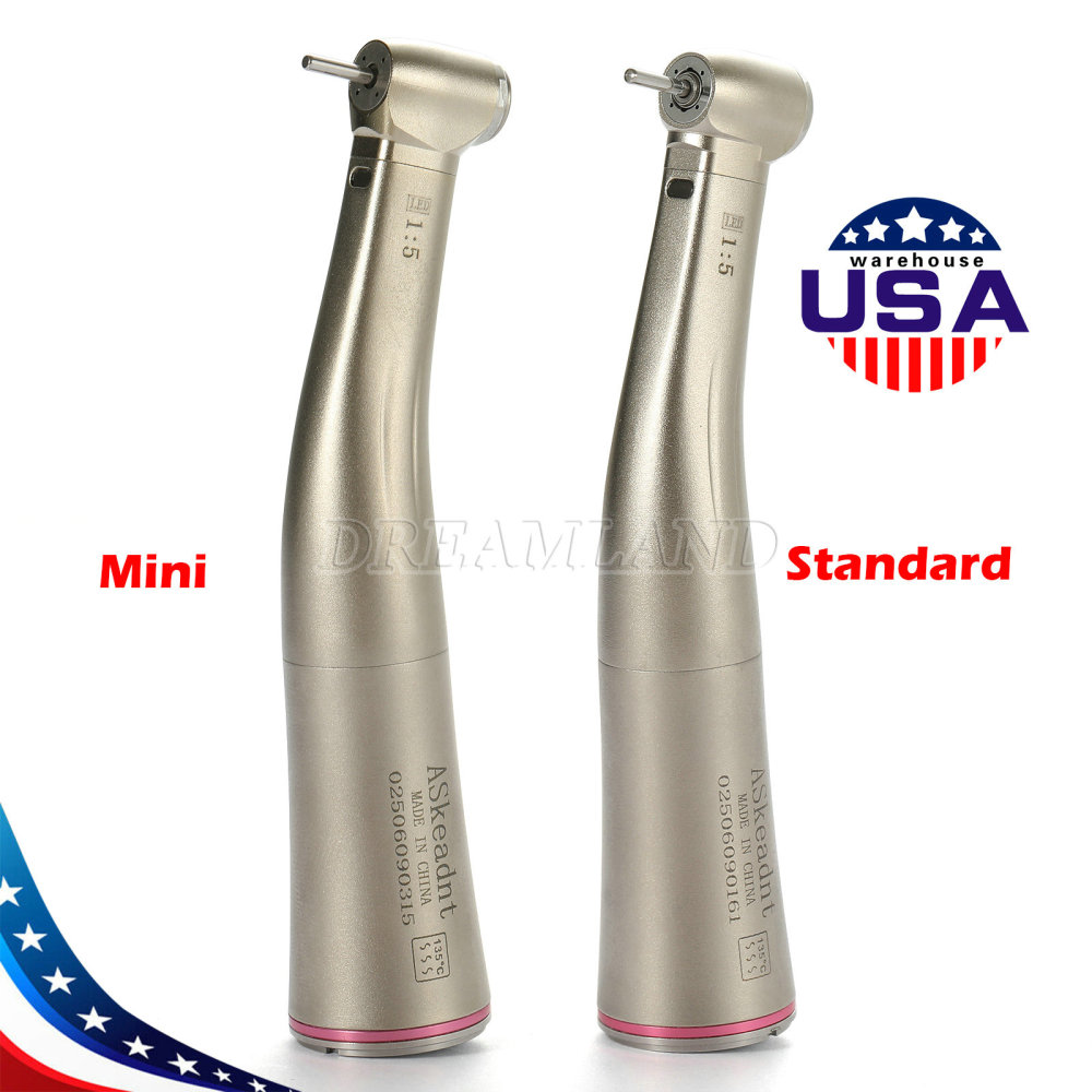 Dental 1:5 Fiber Optic LED Contra Angle Increasing Handpiece Red Ring NSK Style standard head/ Mini head