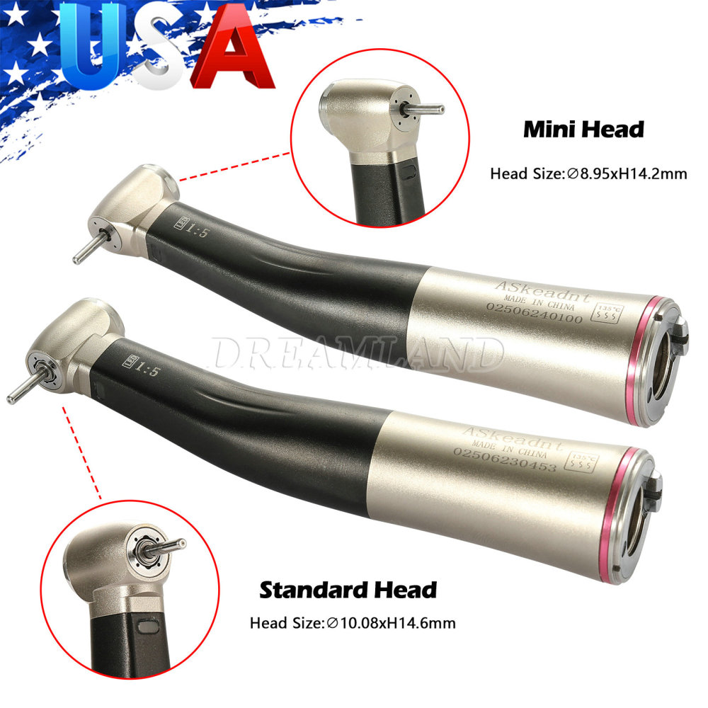 Dental 1:5 Fiber Optic LED Contra Angle Increasing Handpiece Red Ring NSK Style standard head/ Mini head