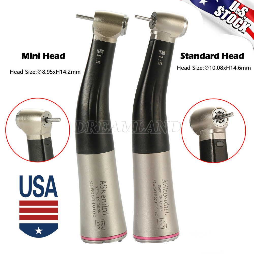 Dental 1:5 Fiber Optic LED Contra Angle Increasing Handpiece Red Ring NSK Style standard head/ Mini head