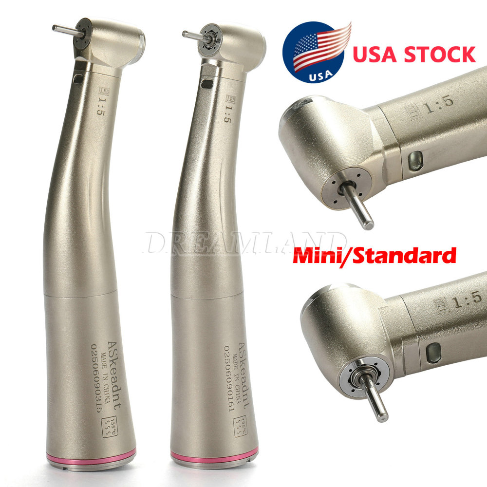 Dental 1:5 Fiber Optic LED Contra Angle Increasing Handpiece Red Ring NSK Style standard head/ Mini head