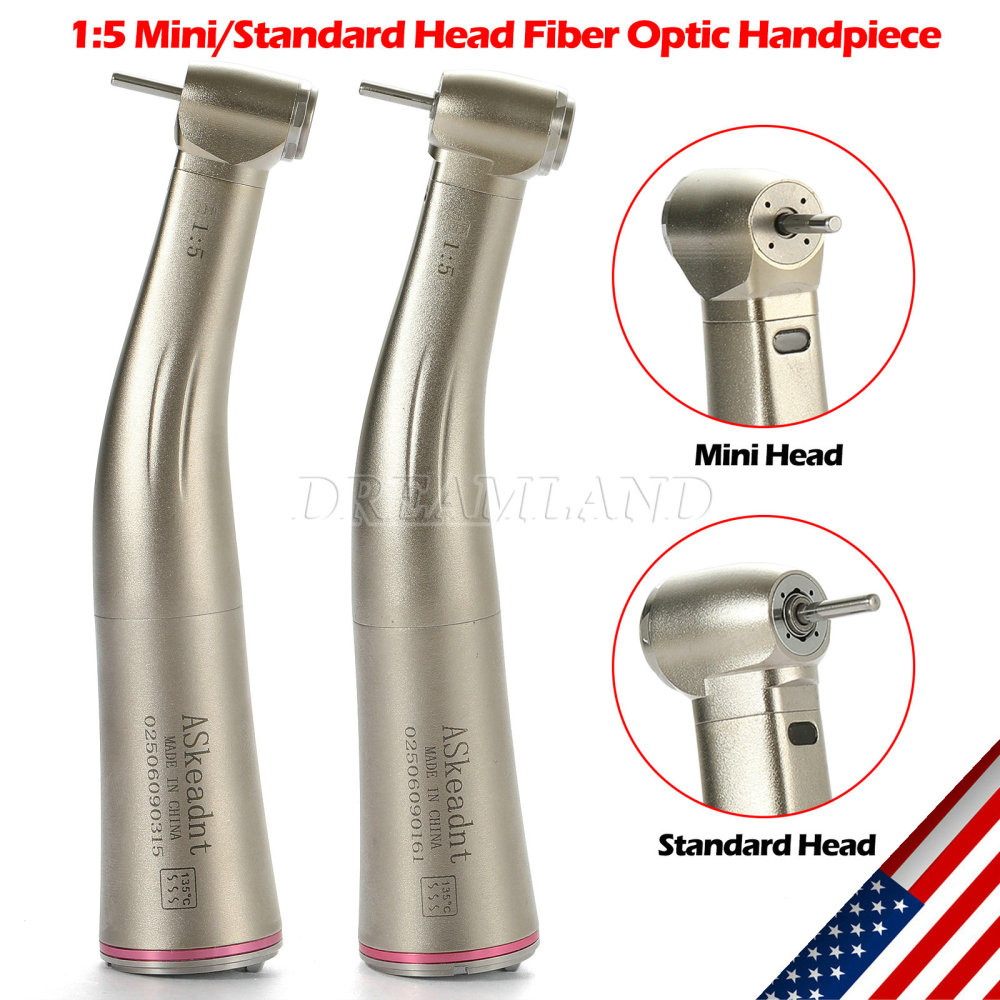 Dental 1:5 Fiber Optic LED Contra Angle Increasing Handpiece Red Ring NSK Style standard head/ Mini head