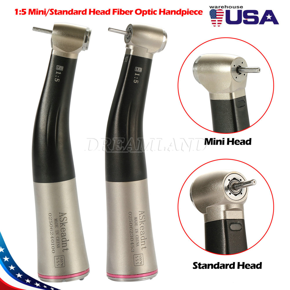 Dental 1:5 Fiber Optic LED Contra Angle Increasing Handpiece Red Ring NSK Style standard head/ Mini head