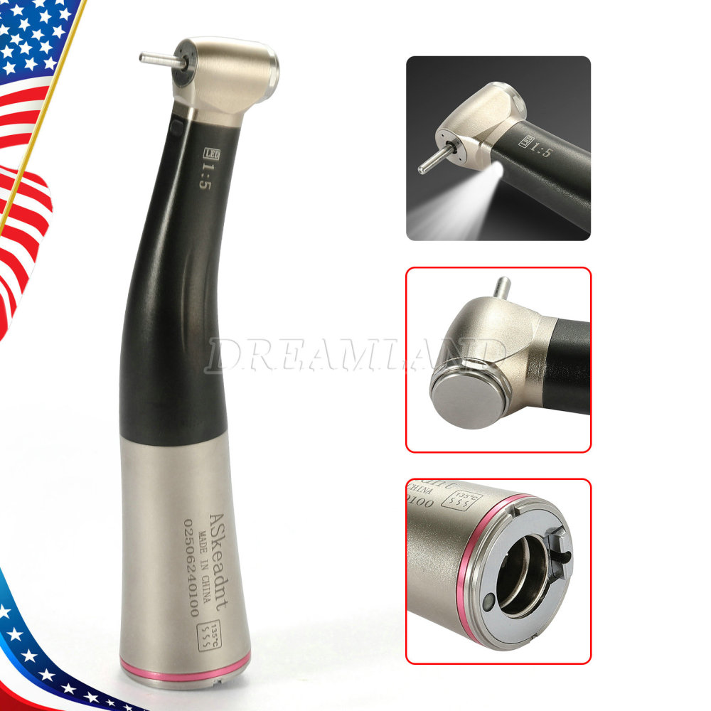 Dental 1:5 Fiber Optic LED Contra Angle Increasing Handpiece Red Ring NSK Style standard head/ Mini head