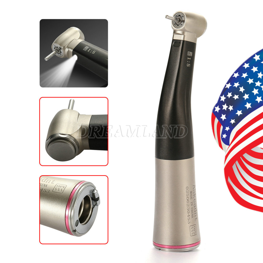 Dental 1:5 Fiber Optic LED Contra Angle Increasing Handpiece Red Ring NSK Style standard head/ Mini head