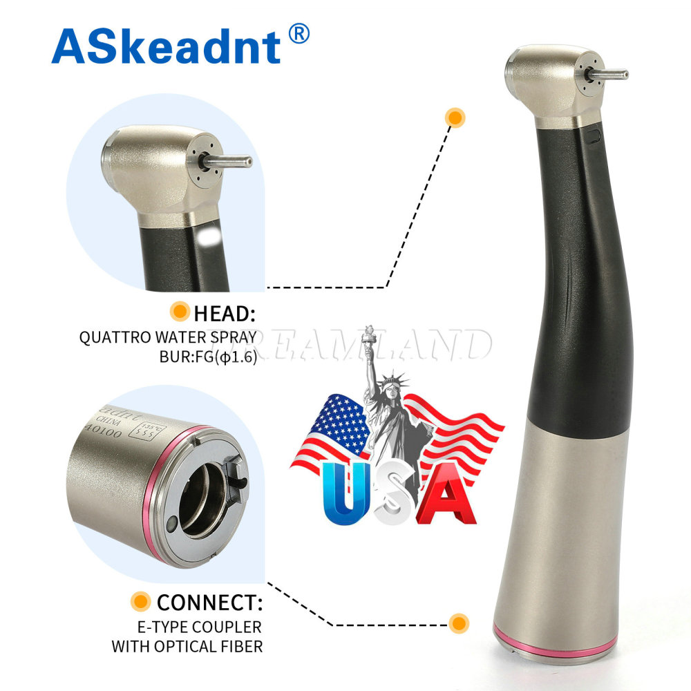 Dental 1:5 Fiber Optic LED Contra Angle Increasing Handpiece Red Ring NSK Style standard head/ Mini head