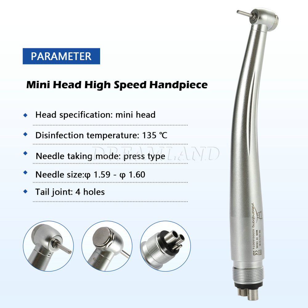 Dental High Speed Handpiece Push Button Pedo Pediatric Mini Small Head 4Hole