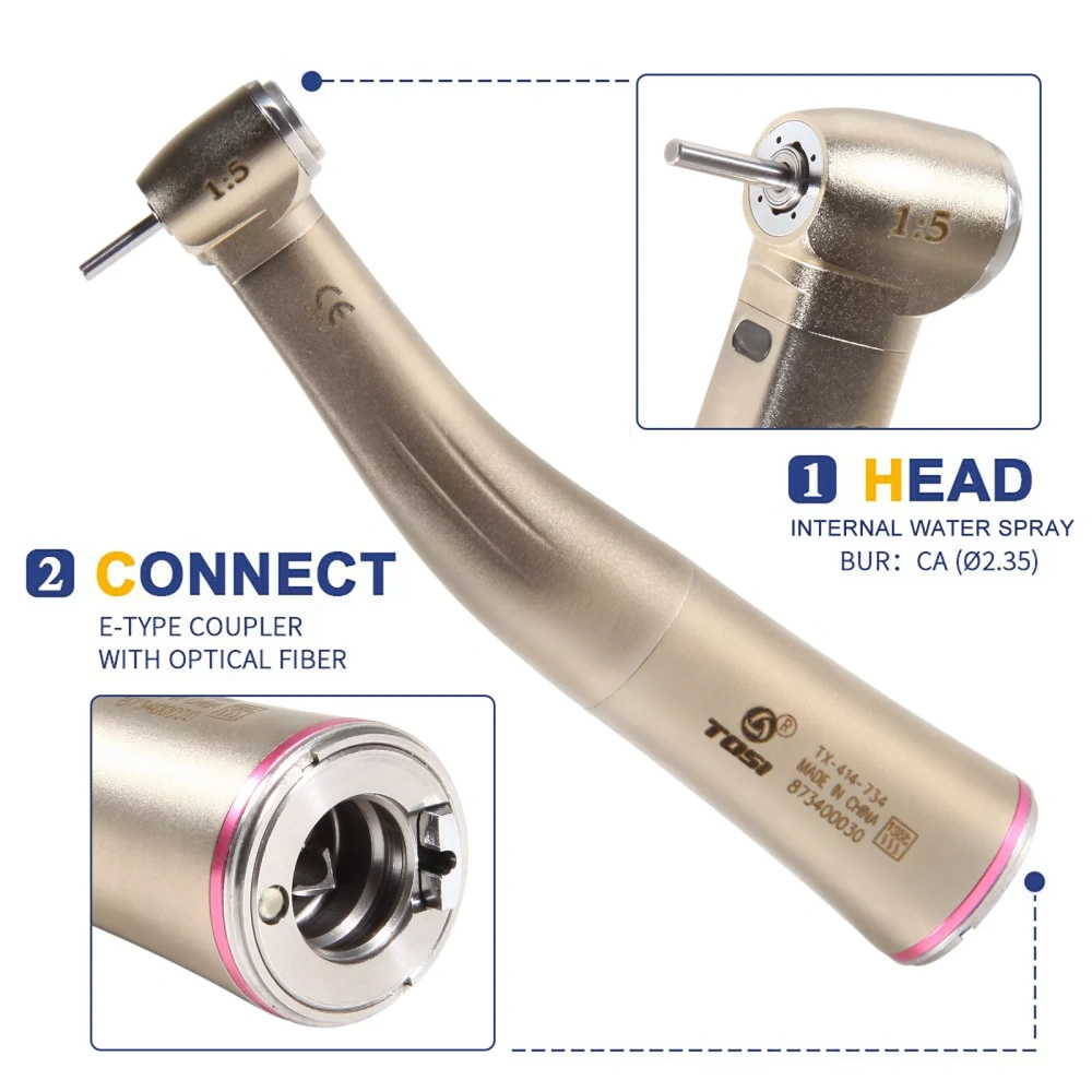 TOSI Dental 1:5 Fiber Optic Contra Angle Handpiece Fit E-type Motor
