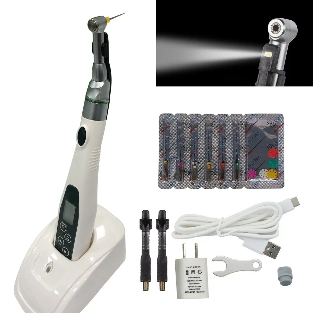 Dental LED Light  Endodontics Endo Motor Cordless Wireless Meter With 16:1 Contra Angle Head