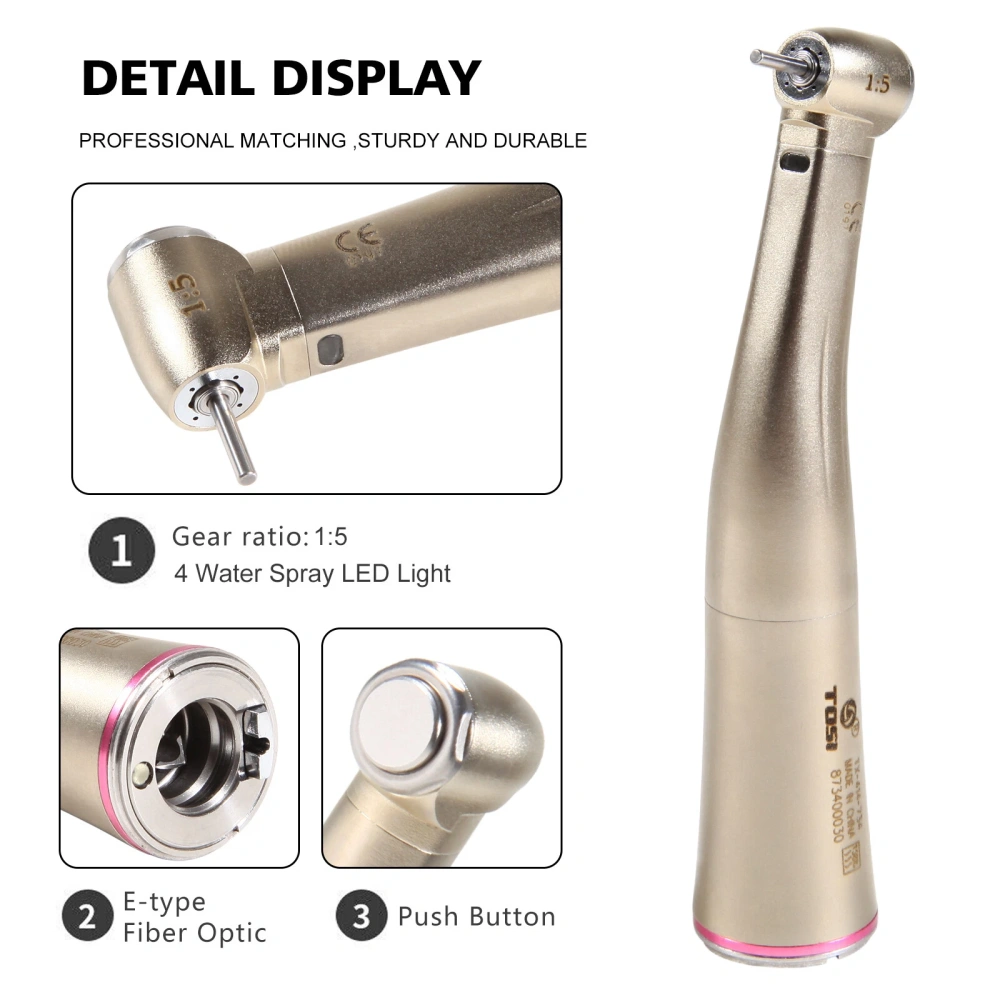 TOSI Dental 1:5 Fiber Optic Contra Angle Handpiece Fit E-type Motor