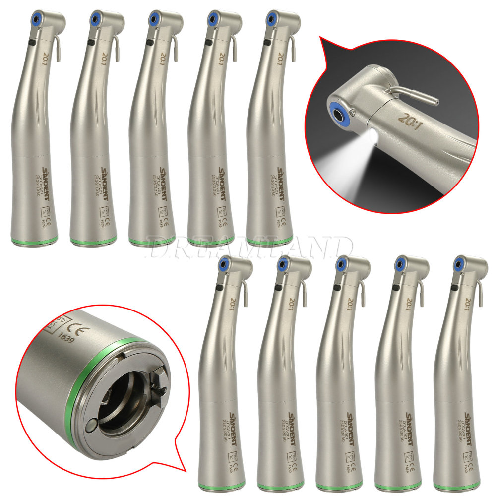 LED Fiber Optic Dental 20:1 Implant Contra Angle Low Speed Handpiece Push Button SANDENT