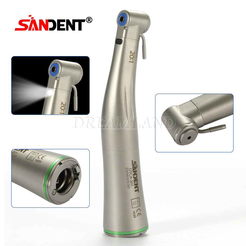LED Fiber Optic Dental 20:1 Implant Contra Angle Low Speed Handpiece Push Button SANDENT