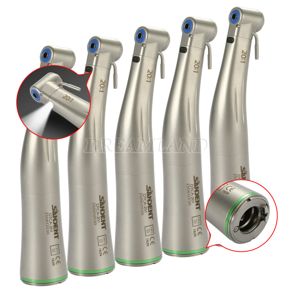 LED Fiber Optic Dental 20:1 Implant Contra Angle Low Speed Handpiece Push Button SANDENT
