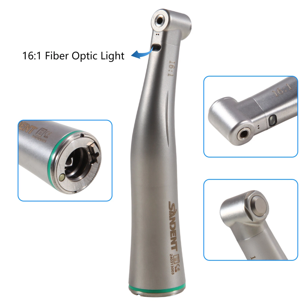 SANDENT Dental Low Speed Handpiece Fiber Optic Contra Angle 16:1