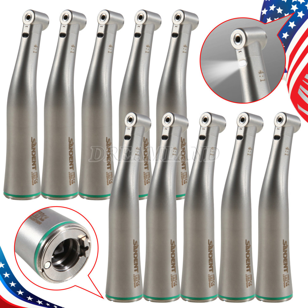 Dental LED Fiber Optic Contra Angle 4:1 Low Speed Handpiece E-type