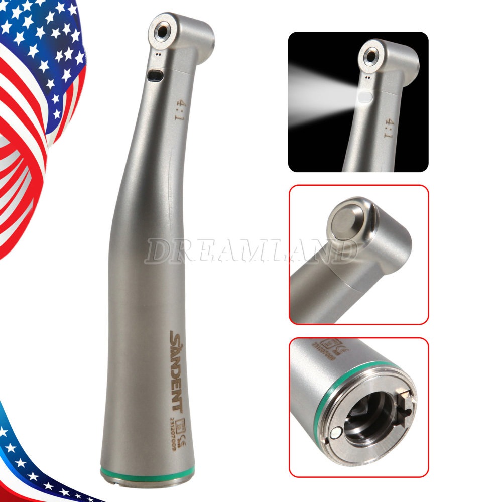 Dental LED Fiber Optic Contra Angle 4:1 Low Speed Handpiece E-type