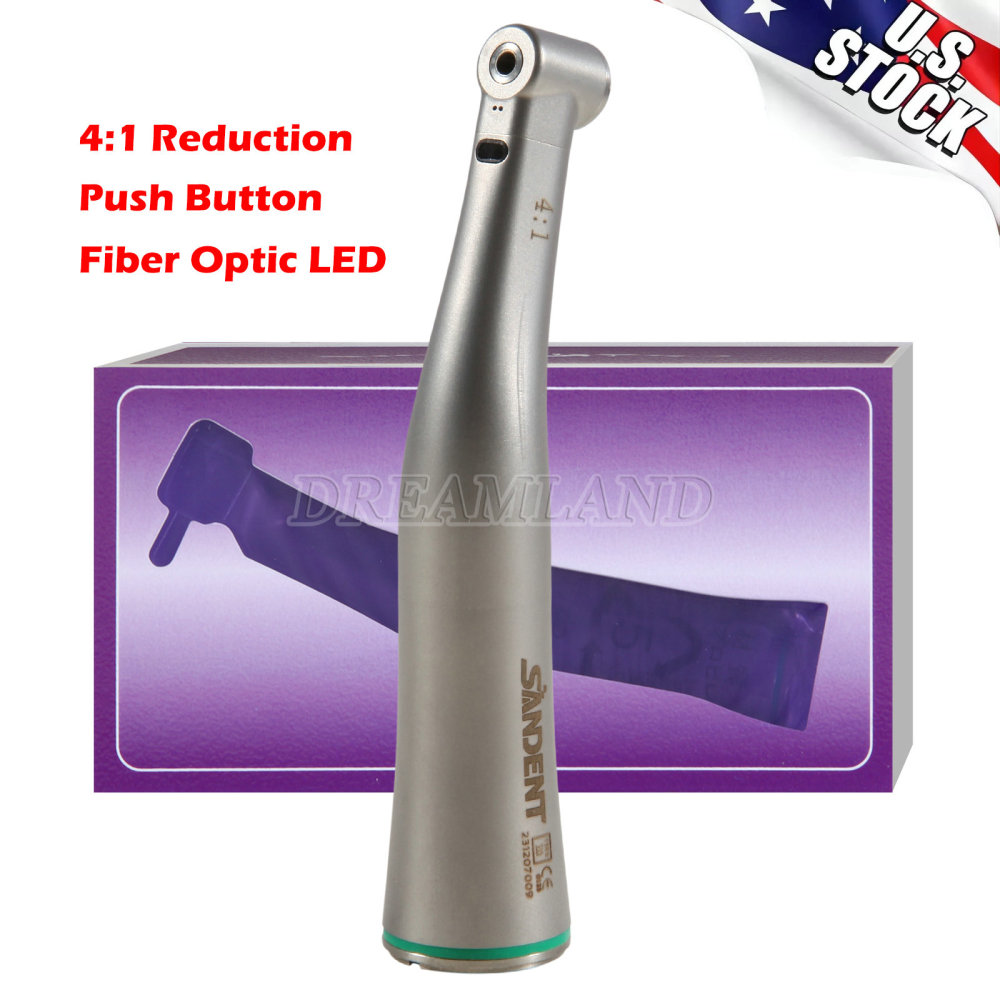 Dental LED Fiber Optic Contra Angle 4:1 Low Speed Handpiece E-type
