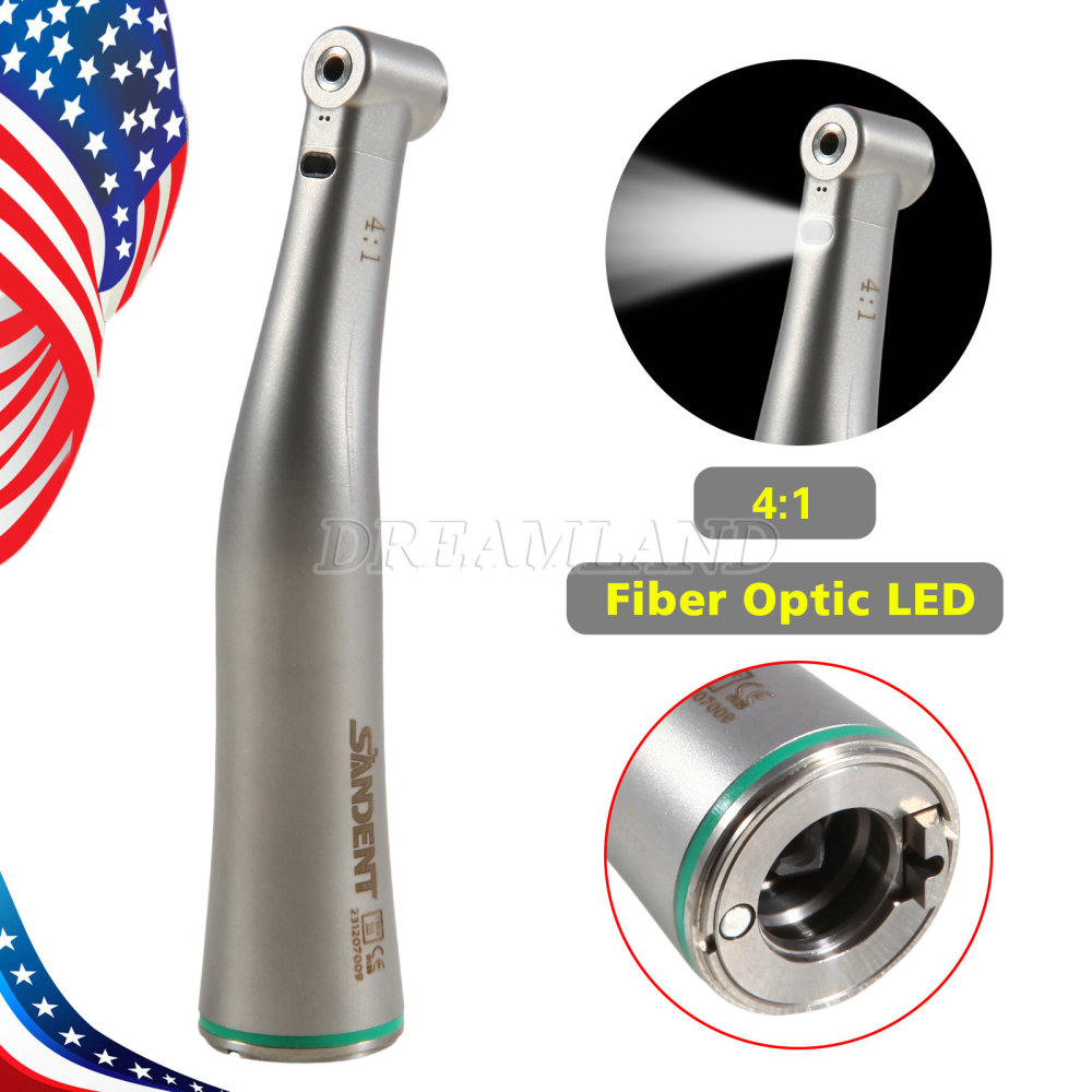 Dental LED Fiber Optic Contra Angle 4:1 Low Speed Handpiece E-type