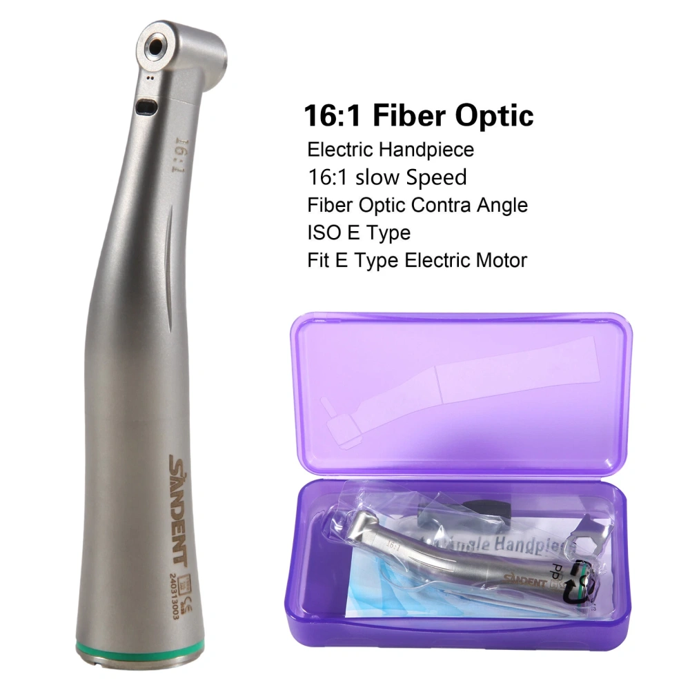 SANDENT Dental Low Speed Handpiece Fiber Optic Contra Angle 16:1
