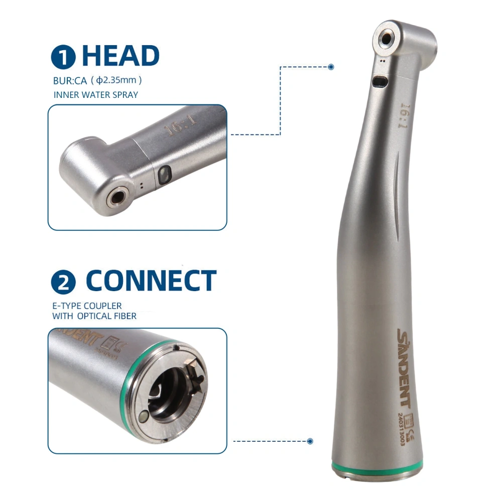 SANDENT Dental Low Speed Handpiece Fiber Optic Contra Angle 16:1