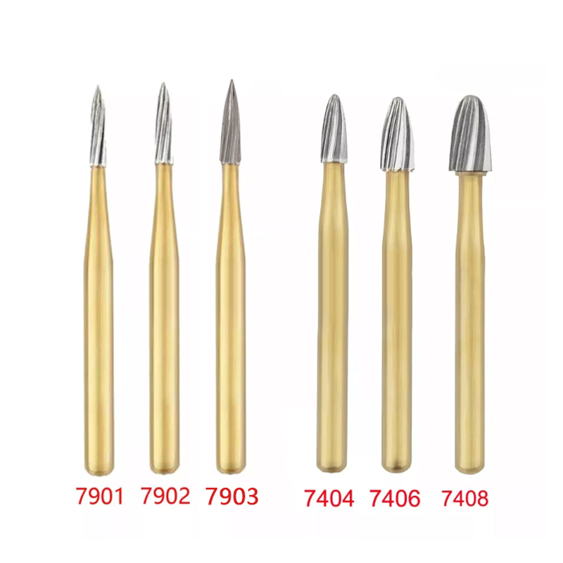 Dental Tungsten Carbide Gold Burs Trimming & Finishing FG 7404/ 7406 /7408/7901/7902/7903