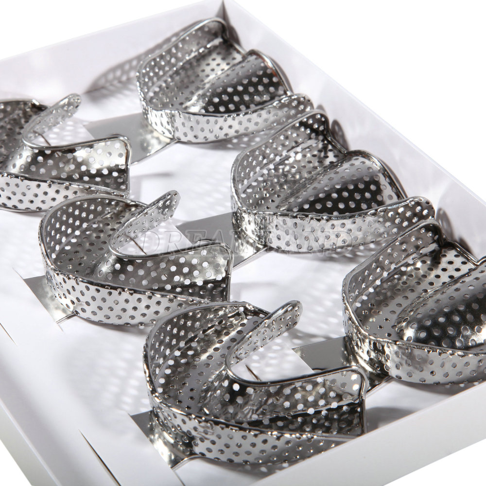 Dental Impression Trays Metal Perforated 6PC Upper/Lower S/M/L