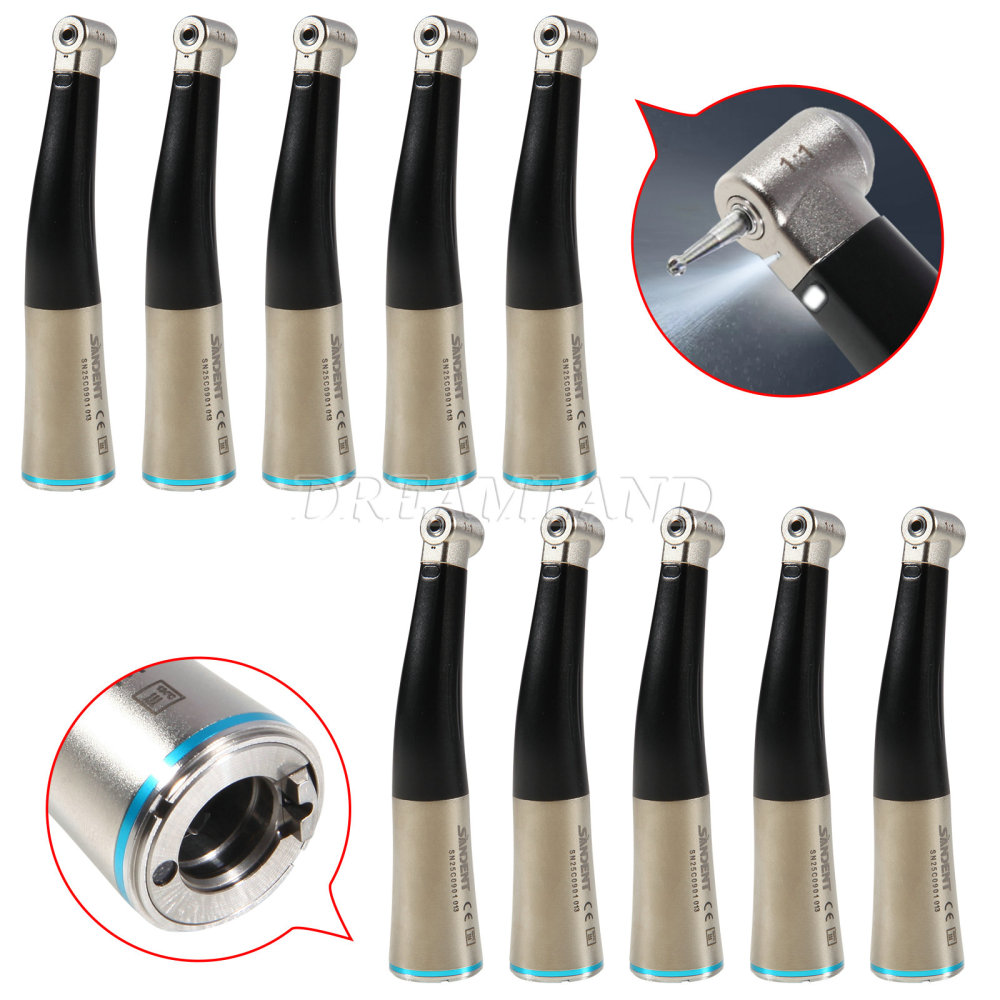 SANDENT Dental Fiber Optic 1:1 Contra Angle Low Speed Handpiece fit E-Type