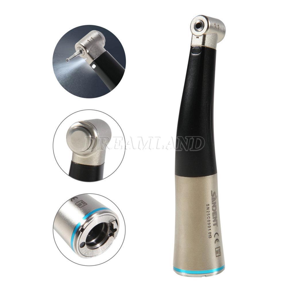 SANDENT Dental Fiber Optic 1:1 Contra Angle Low Speed Handpiece fit E-Type