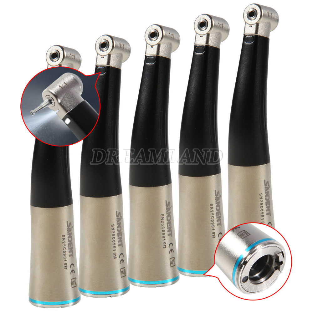 SANDENT Dental Fiber Optic 1:1 Contra Angle Low Speed Handpiece fit E-Type