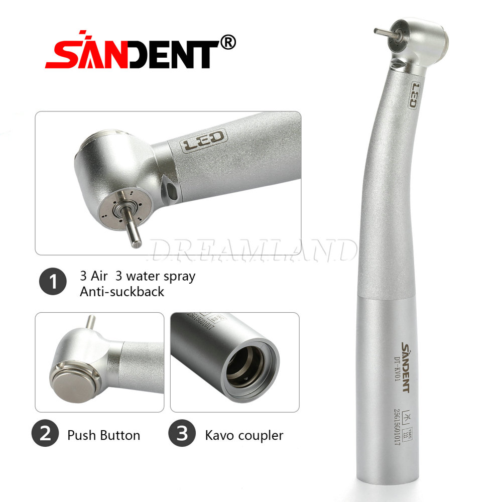 SANDENT Dental Fiber Optic High Speed Turbine Handpiece 3 spray Fit KAVO Coupler