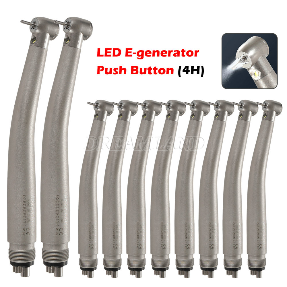 New Dental LED E-generator Fiber Optic high speed handpiece 4 Hole standard/large head AS