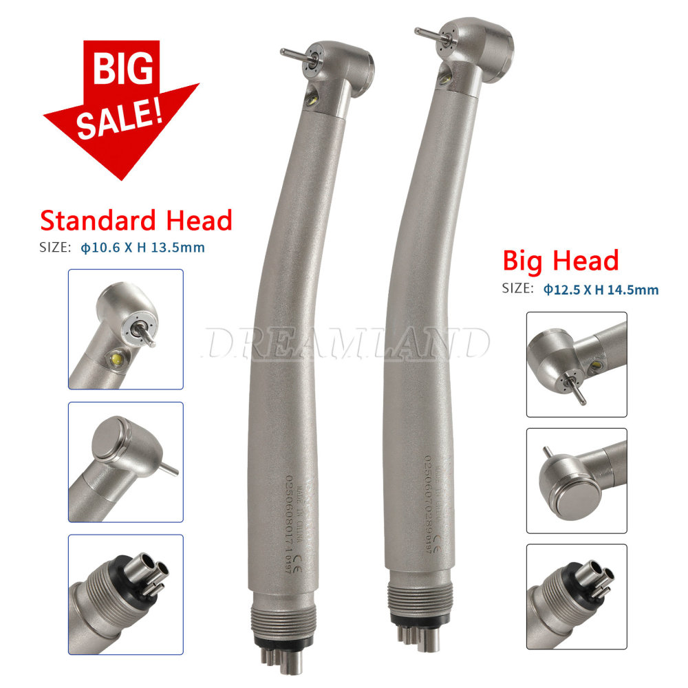 New Dental LED E-generator Fiber Optic high speed handpiece 4 Hole standard/large head AS