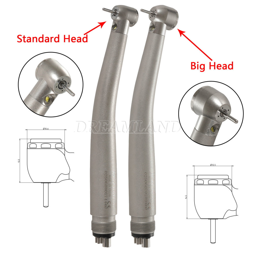 New Dental LED E-generator Fiber Optic high speed handpiece 4 Hole standard/large head AS