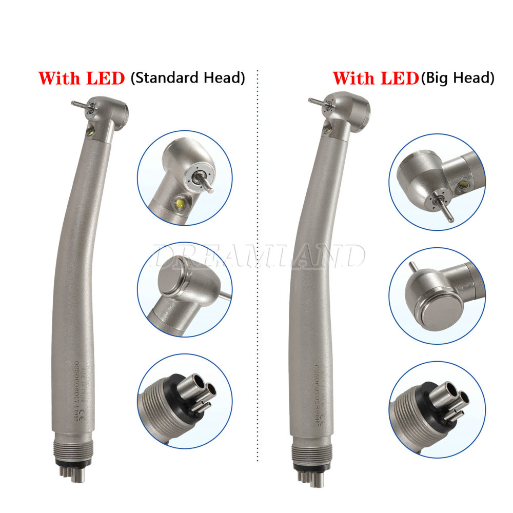 New Dental LED E-generator Fiber Optic high speed handpiece 4 Hole standard/large head AS