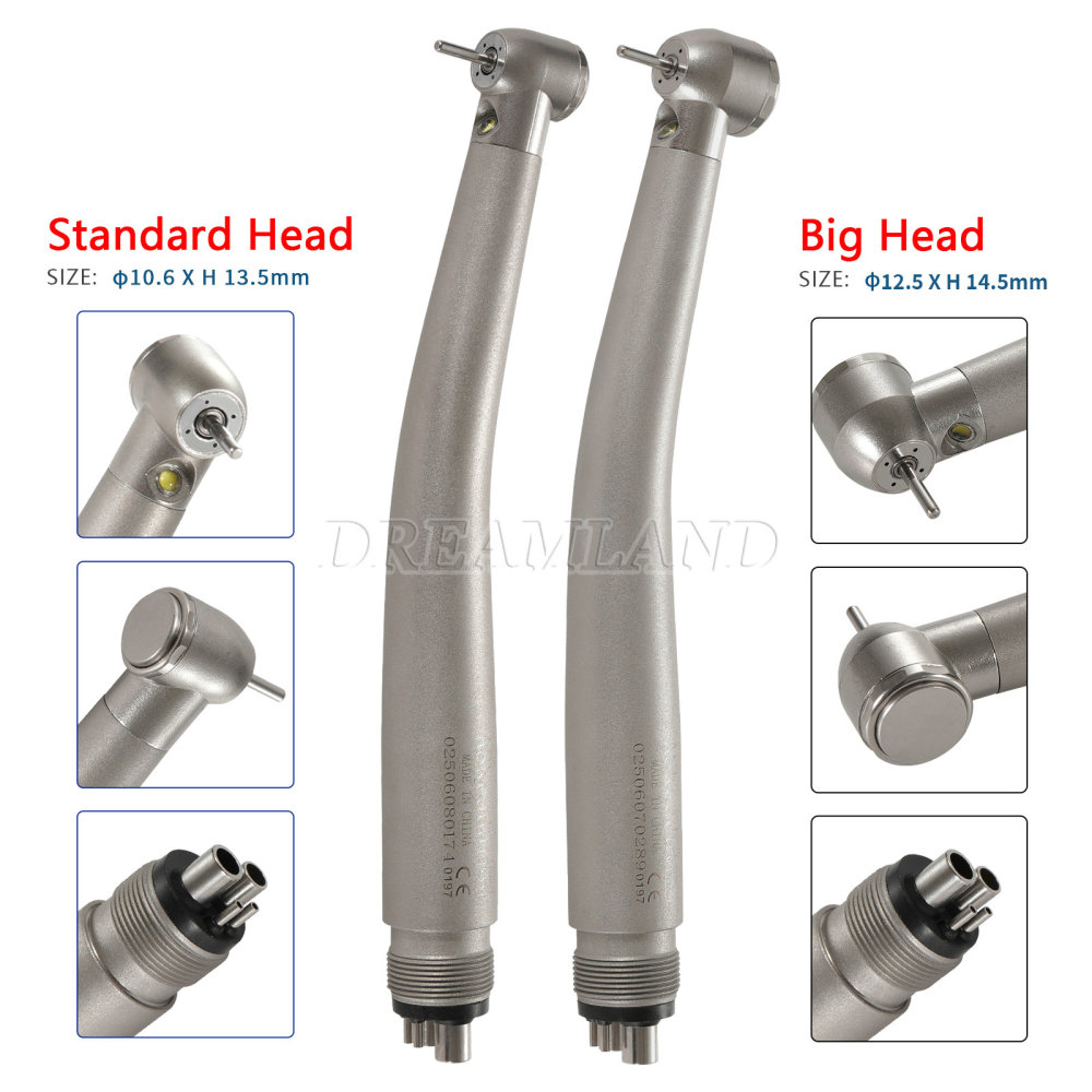 New Dental LED E-generator Fiber Optic high speed handpiece 4 Hole standard/large head AS