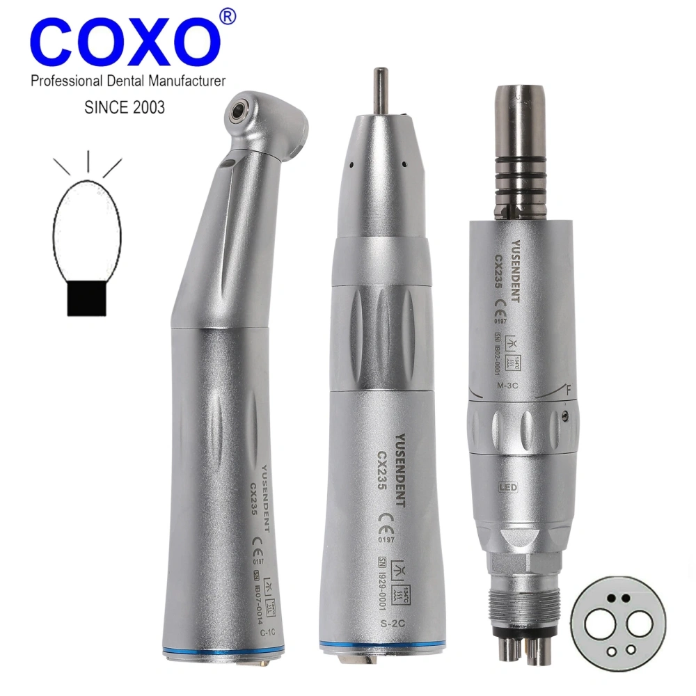 Dental LED Fiber Optic Contra Angle Slow Speed Air Motor Straight Handpiece YUSENDENT