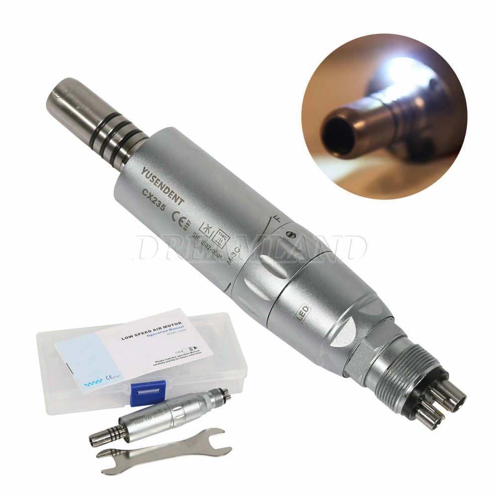 Dental LED Fiber Optic Contra Angle Slow Speed Air Motor Straight Handpiece YUSENDENT