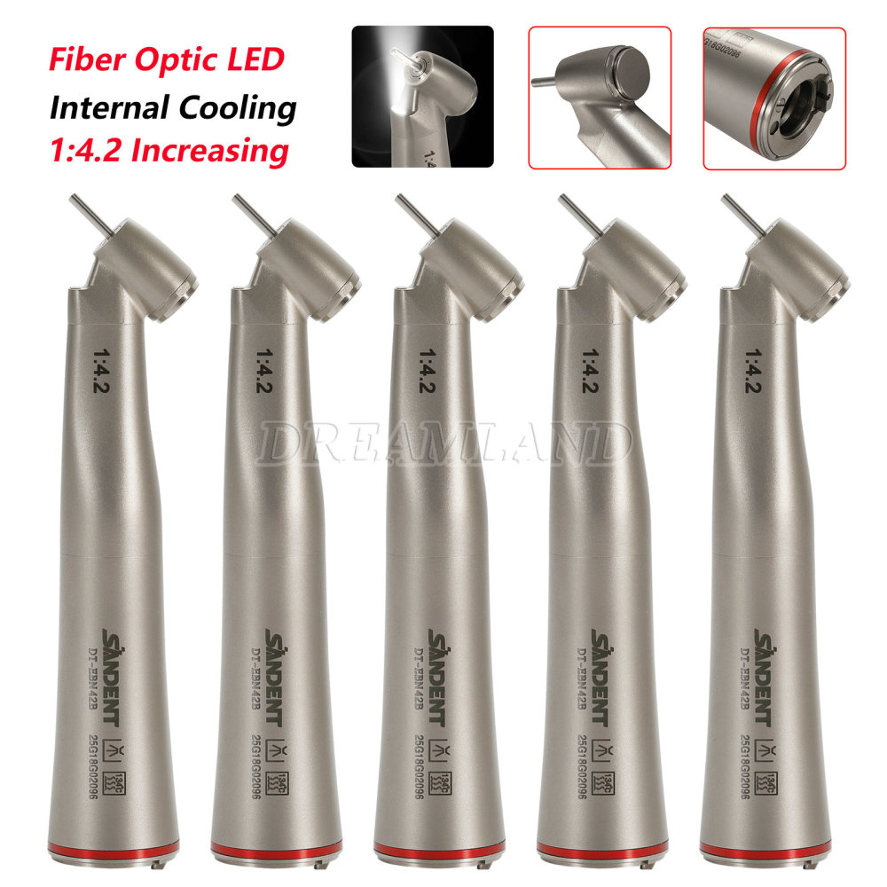 Upgrade verion Sandent brand Dental 1:4.2 Increasing Handpiece 45 Degree Fiber Optic Electric Contra Angle