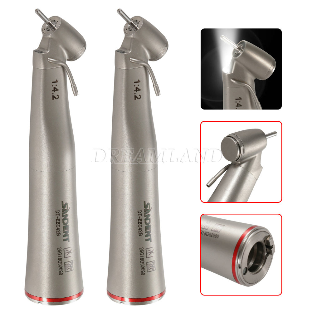 Upgrade verion Sandent brand Dental 1:4.2 Increasing Handpiece 45 Degree Fiber Optic Electric Contra Angle