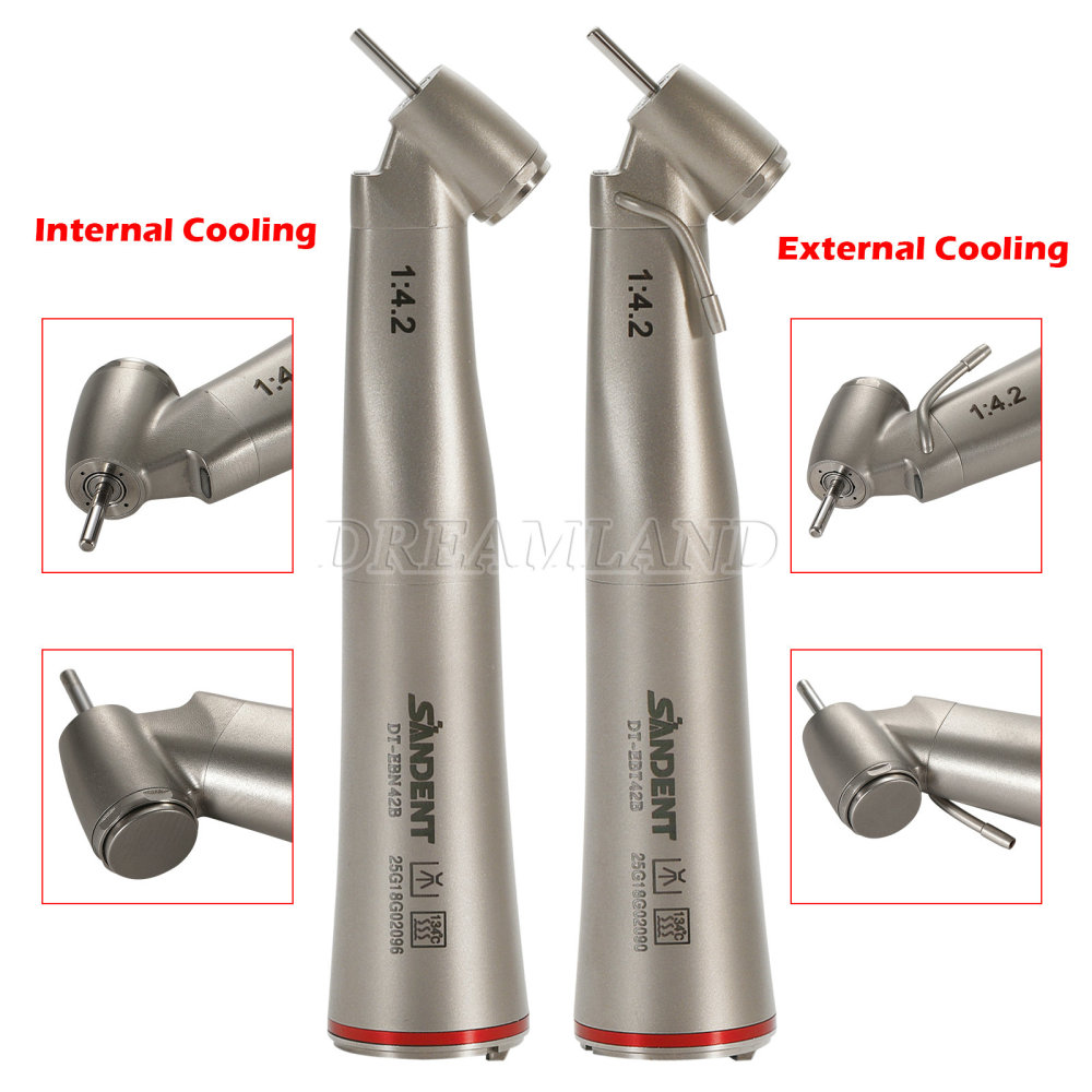 Upgrade verion Sandent brand Dental 1:4.2 Increasing Handpiece 45 Degree Fiber Optic Electric Contra Angle