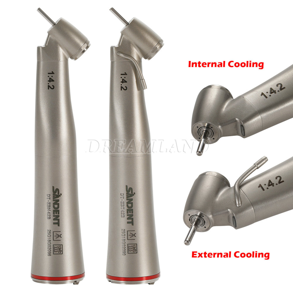 Upgrade verion Sandent brand Dental 1:4.2 Increasing Handpiece 45 Degree Fiber Optic Electric Contra Angle